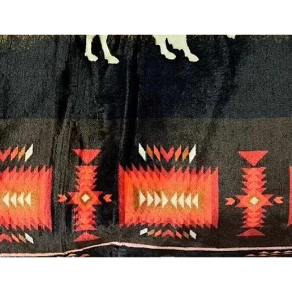 New Black Rustic Bison Buffalo Sherpa Plush Throw Gift Blanket Native American - Picture 3 of 5